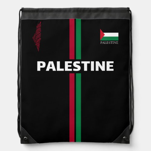 Free Palestine football  soccer _ flag map team Drawstring Bag