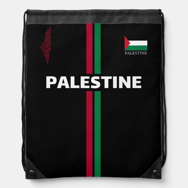 Free Palestine football  soccer - flag map team Drawstring Bag (Front)
