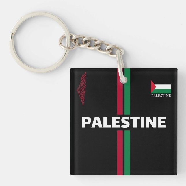 Free Palestine football  soccer - flag map team Keychain (Front)
