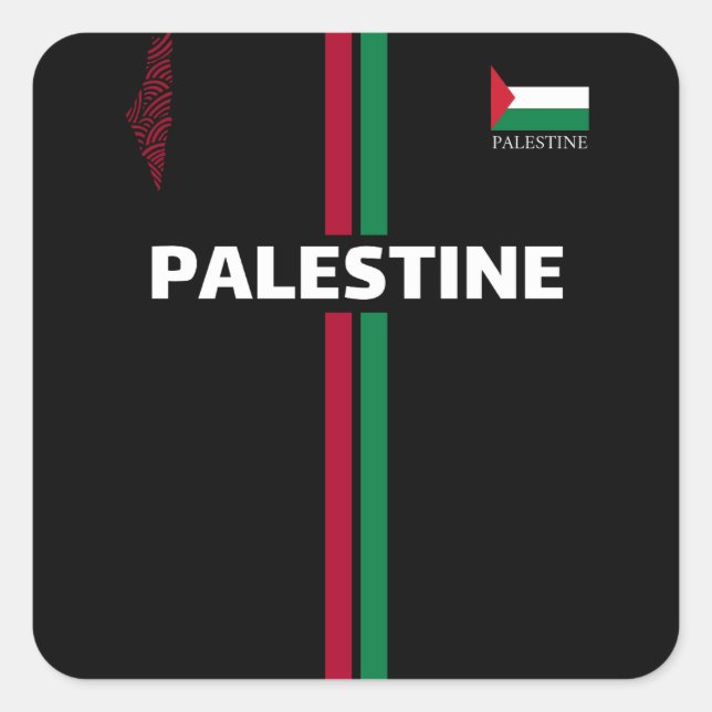 Free Palestine football  soccer - flag map team Square Sticker (Front)