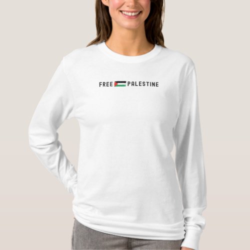FREE PALESTINE for woman white long sleeve T_Shirt
