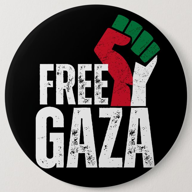 Free Palestine Gaza Flag - Freedom for Palestinian Button (Front)