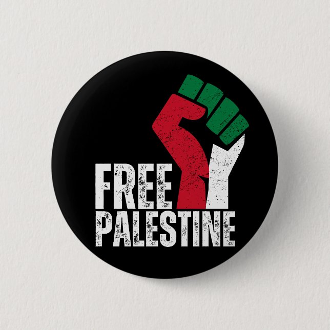 Free Palestine Gaza Flag - Freedom for Palestinian Button (Front)