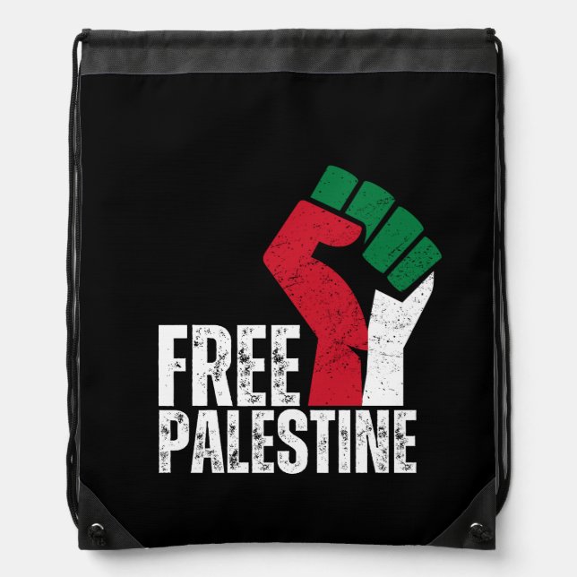 Free Palestine Gaza Flag - Freedom for Palestinian Drawstring Bag (Front)
