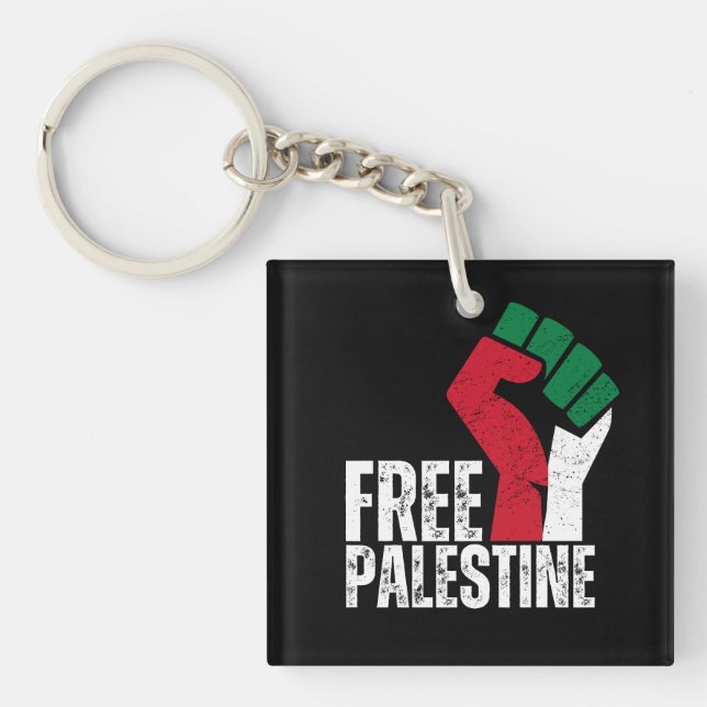 Free Palestine Gaza Flag - Freedom for Palestinian Keychain (Front)