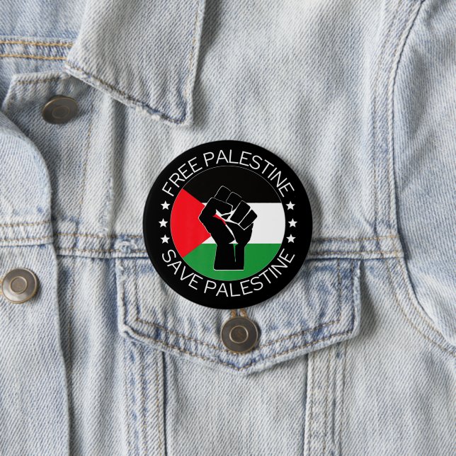 Free Palestine Gaza Genocide Palestinian Flag Button (In Situ)