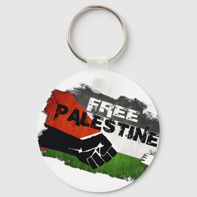 Free Palestine Grunge Flag Keychain (Front)