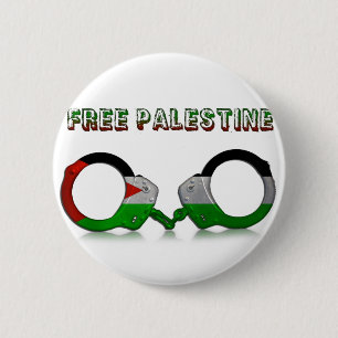Free Palestine Handcuffs Pinback Button