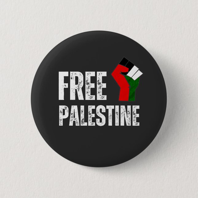FREE PALESTINE handfist palestine flag Button (Front)