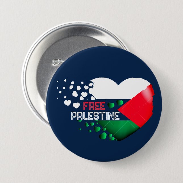 Free Palestine Heart Palestinian Pride Button (Front & Back)