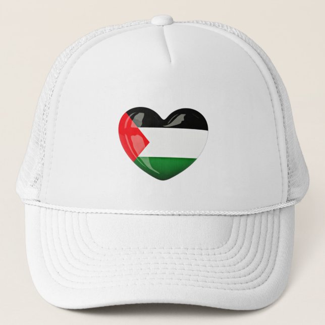 Free Palestine. Heart Shaped Palestinian Flag Hat (Front)
