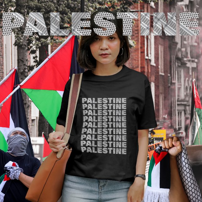 Free Palestine In Palestinian Scarf Design| Gaza Tri-Blend Shirt (Free Palestine, Save Palestine, SAVE Gaza Palestine March)