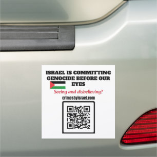 FREE PALESTINE - Israel Crimes UN Article QR Code Car Magnet