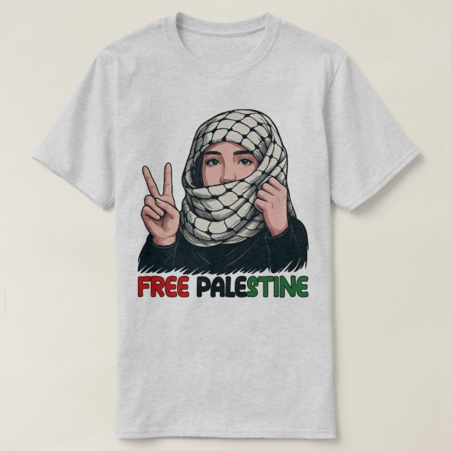 Free Palestine Keffiyeh Girl Peace Art Tee (Design Front)