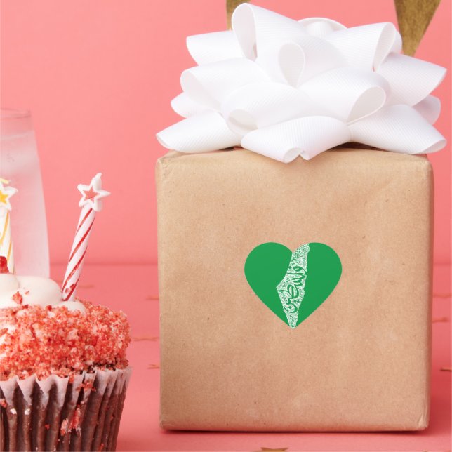 Free Palestine map and flag فلسطين Heart Sticker (Party)