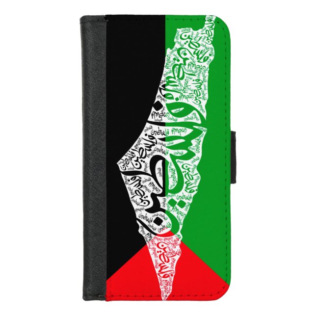 Free Palestine map and flag فلسطين iPhone Wallet Case (Front)