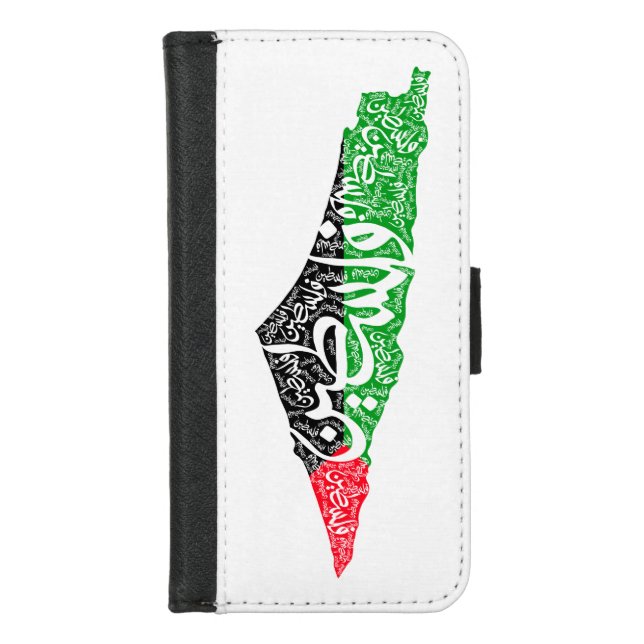 Free Palestine map and flag فلسطين iPhone Wallet Case (Front)