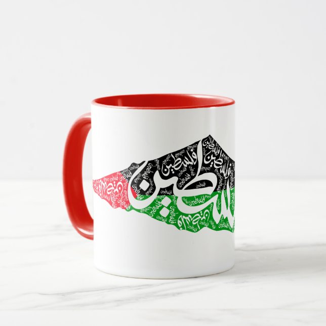 Free Palestine map and flag فلسطين Mug (Front Left)