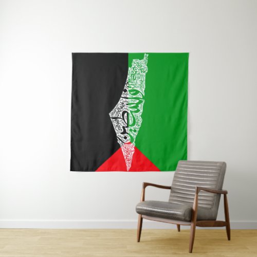 Free Palestine map and flag فلسطين Tapestry