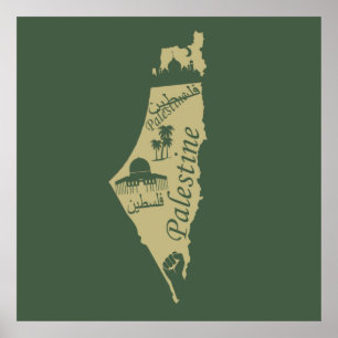 free Palestine map illustration freedom Poster