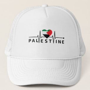 Free Palestine M'y Heart Beats For Palestine Trucker Hat