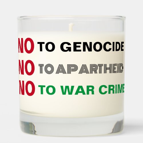 FREE PALESTINE NO TO GENOCIDE APARTHEID WAR CRIMES SCENTED CANDLE