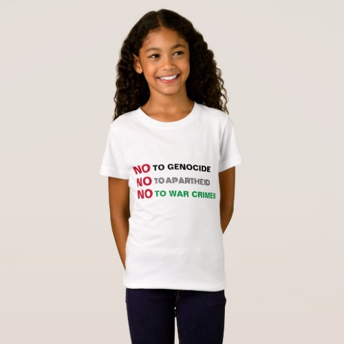 FREE PALESTINE NO TO GENOCIDE APARTHEID WAR CRIMES T_Shirt