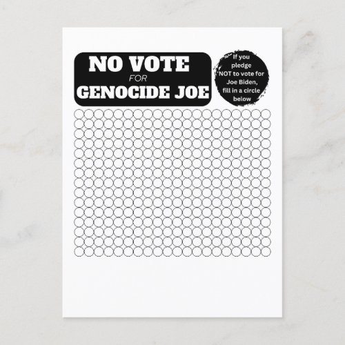 FREE PALESTINE _ No Vote for Genocide Joe _ Pledge Postcard