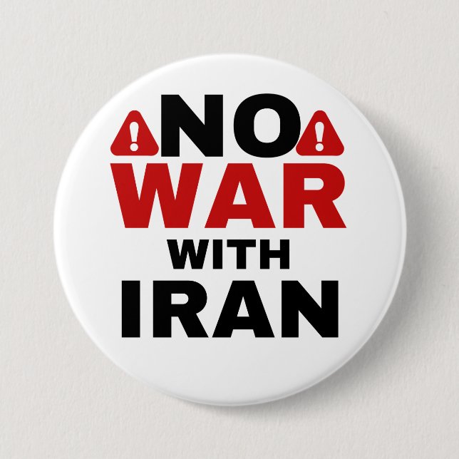 FREE PALESTINE, No War With Iran Antiwar Button (Front)
