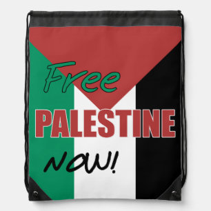 Free Palestine Now Palestinian Flag Drawstring Bag