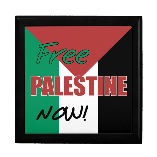 Free Palestine Now Palestinian Flag Keepsake Box (Front)
