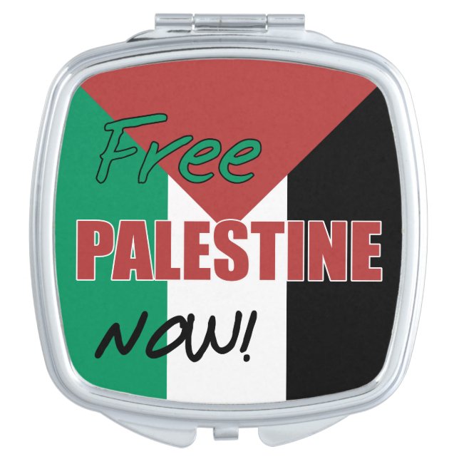 Free Palestine Now Palestinian Flag Makeup Mirror (Front)