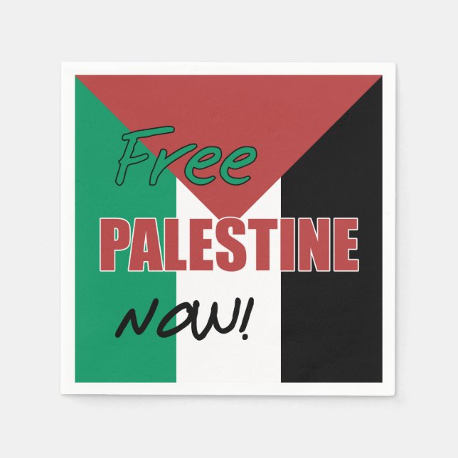 Free Palestine Now Palestinian Flag Paper Napkins (Front)