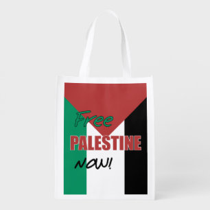 Free Palestine Now Palestinian Flag Reusable Grocery Bag