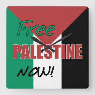 Free Palestine Now Palestinian Flag Square Wall Clock