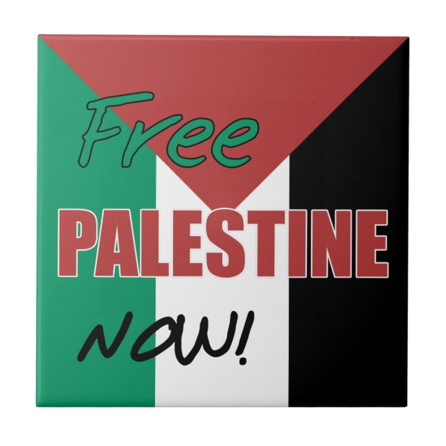 Free Palestine Now Palestinian Flag Tile (Front)