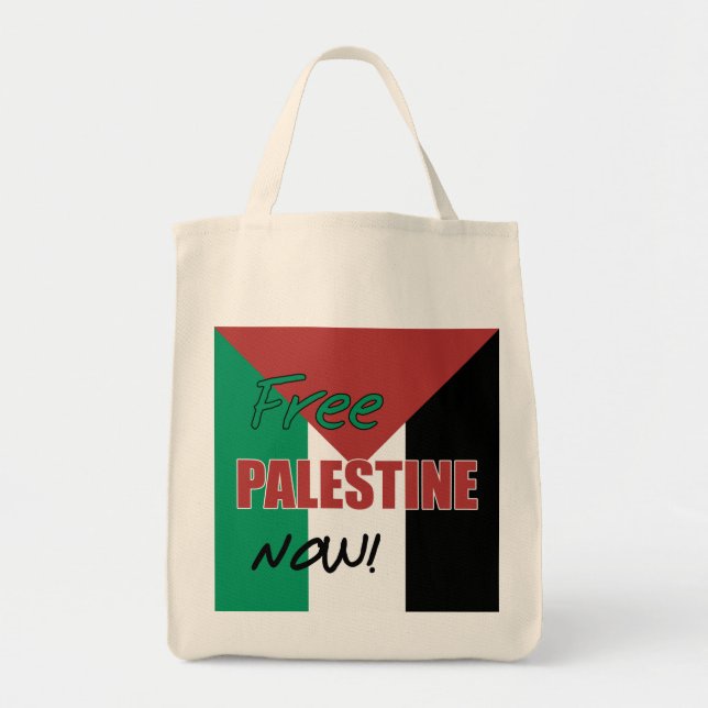 Free Palestine Now Palestinian Flag Tote Bag (Front)
