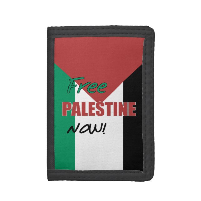 Free Palestine Now Palestinian Flag Tri-fold Wallet (Front Vertical)