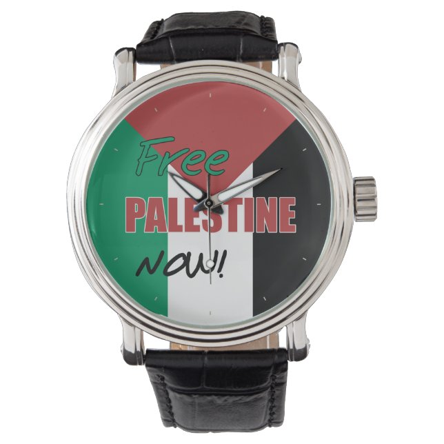 Free Palestine Now Palestinian Flag Watch (Front)