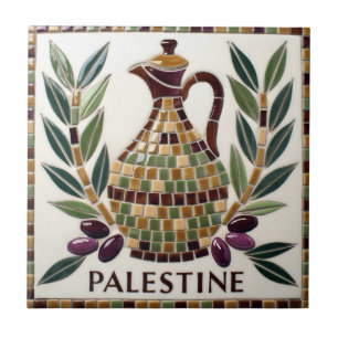 FREE PALESTINE olives branches mosaic ceramic tile