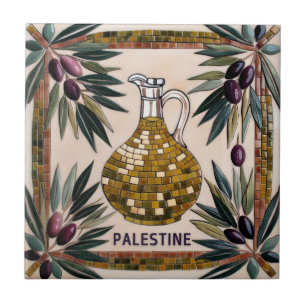 FREE PALESTINE olives branches mosaic ceramic tile