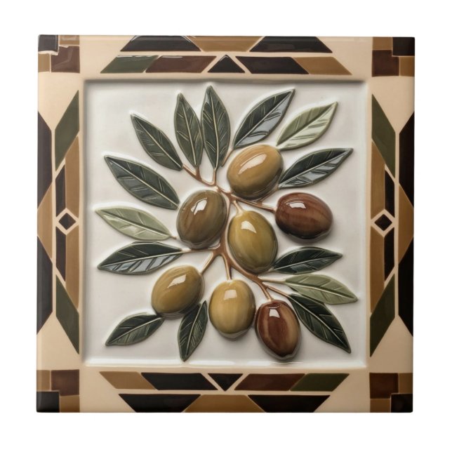 FREE PALESTINE olives branches mosaic ceramic tile (Front)
