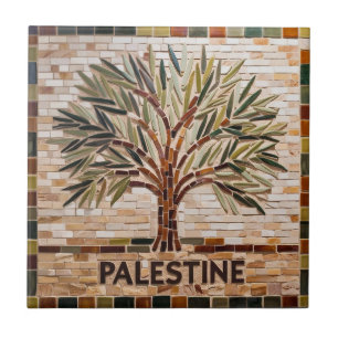 FREE PALESTINE olives branches mosaic ceramic tile