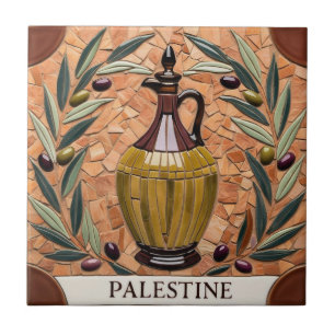 FREE PALESTINE olives branches mosaic ceramic tile