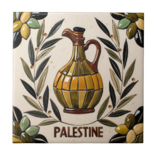 FREE PALESTINE olives branches mosaic ceramic tile