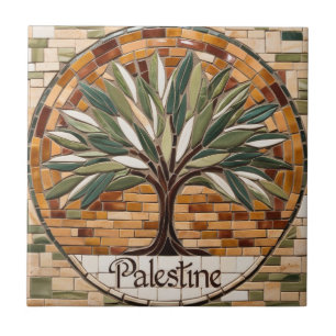 FREE PALESTINE olives branches mosaic ceramic tile