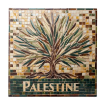 FREE PALESTINE olives branches mosaic ceramic tile