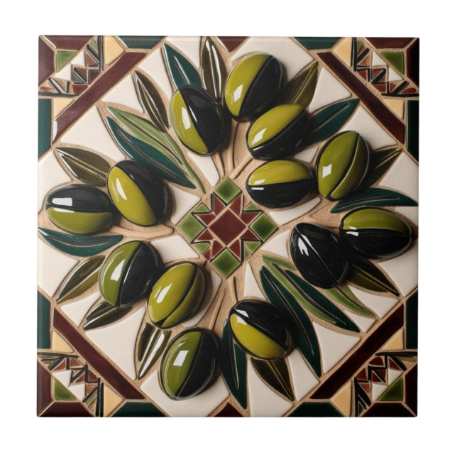 FREE PALESTINE olives branches mosaic ceramic tile (Front)