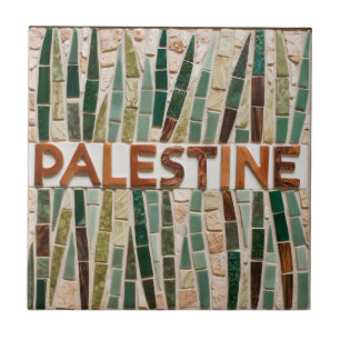 FREE PALESTINE olives branches mosaic ceramic tile
