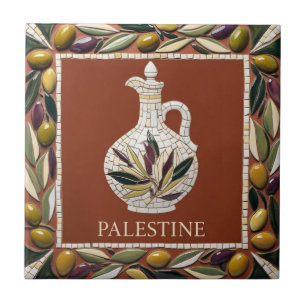 FREE PALESTINE olives branches mosaic ceramic tile